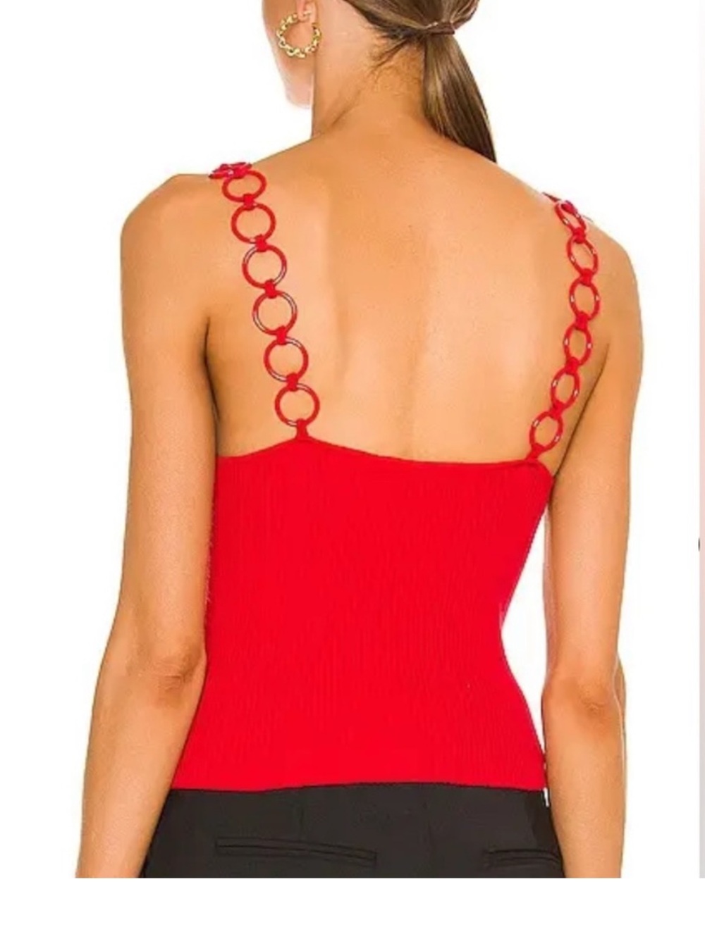 Musier Paris Red Ribbed Tank with Linked Ring Straps